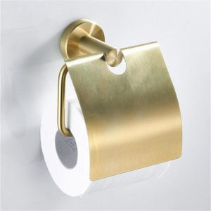 Uchwyt z klapką na papier toaletowy szczotkowane złoto