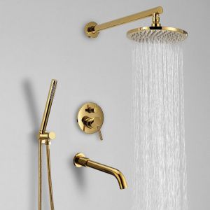 Trzyfunkcyjny złoty zestaw wannowo prysznicowy