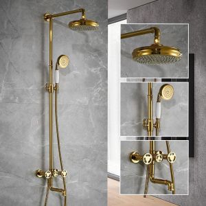 Złoty natynkowy zestaw prysznicowy LOFT
